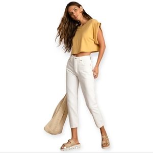 Levi's 501 S White High Rise Distressed Denim Jeans Size 28 inch Waist